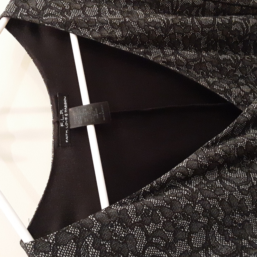 F. L. P. Black and Silver Sheath Midi Dress - Picture 5 of 7